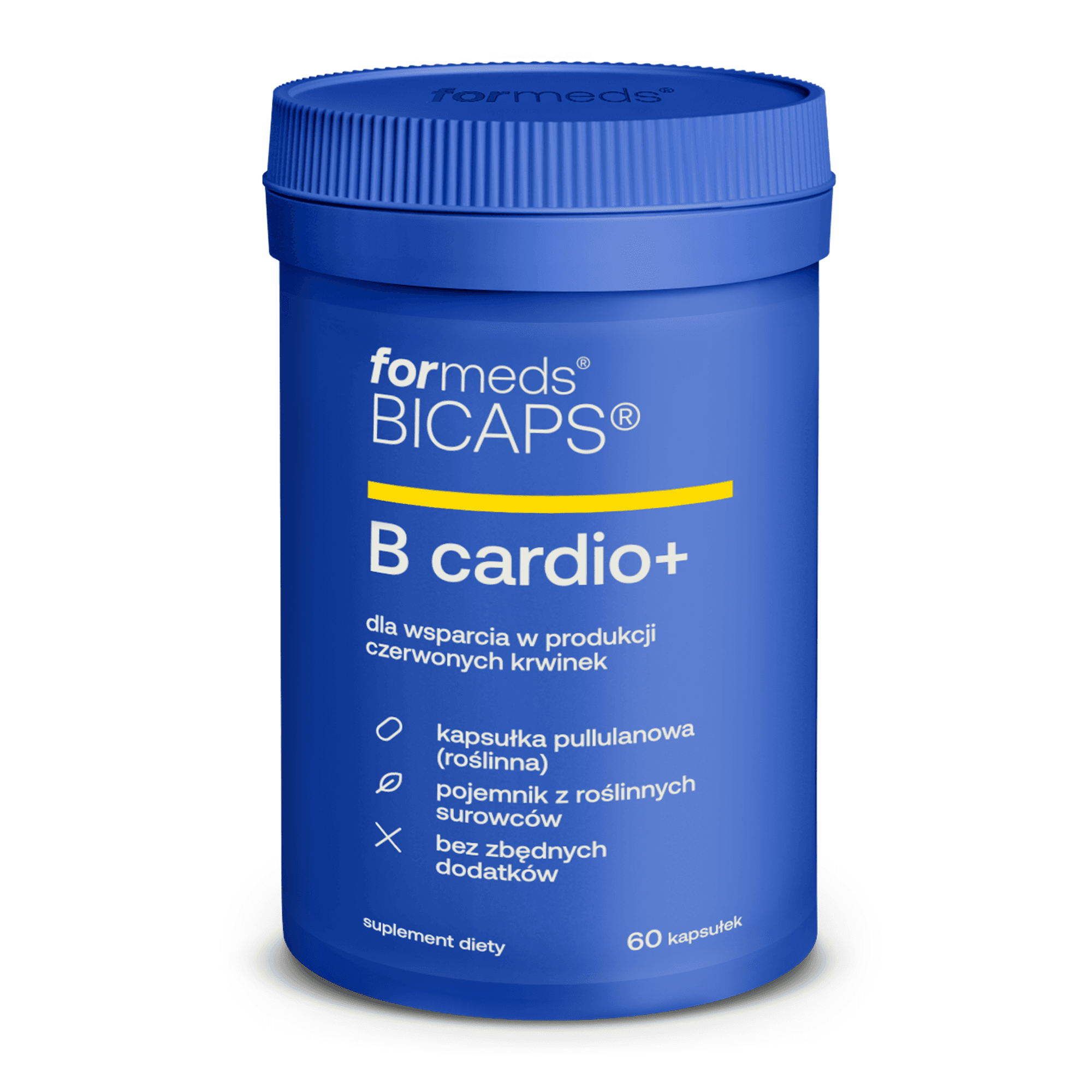 Opakowanie suplementu BICAPS B Cardio+ Formeds, 60 kapsułek, wsparcie dla serca i krążenia
