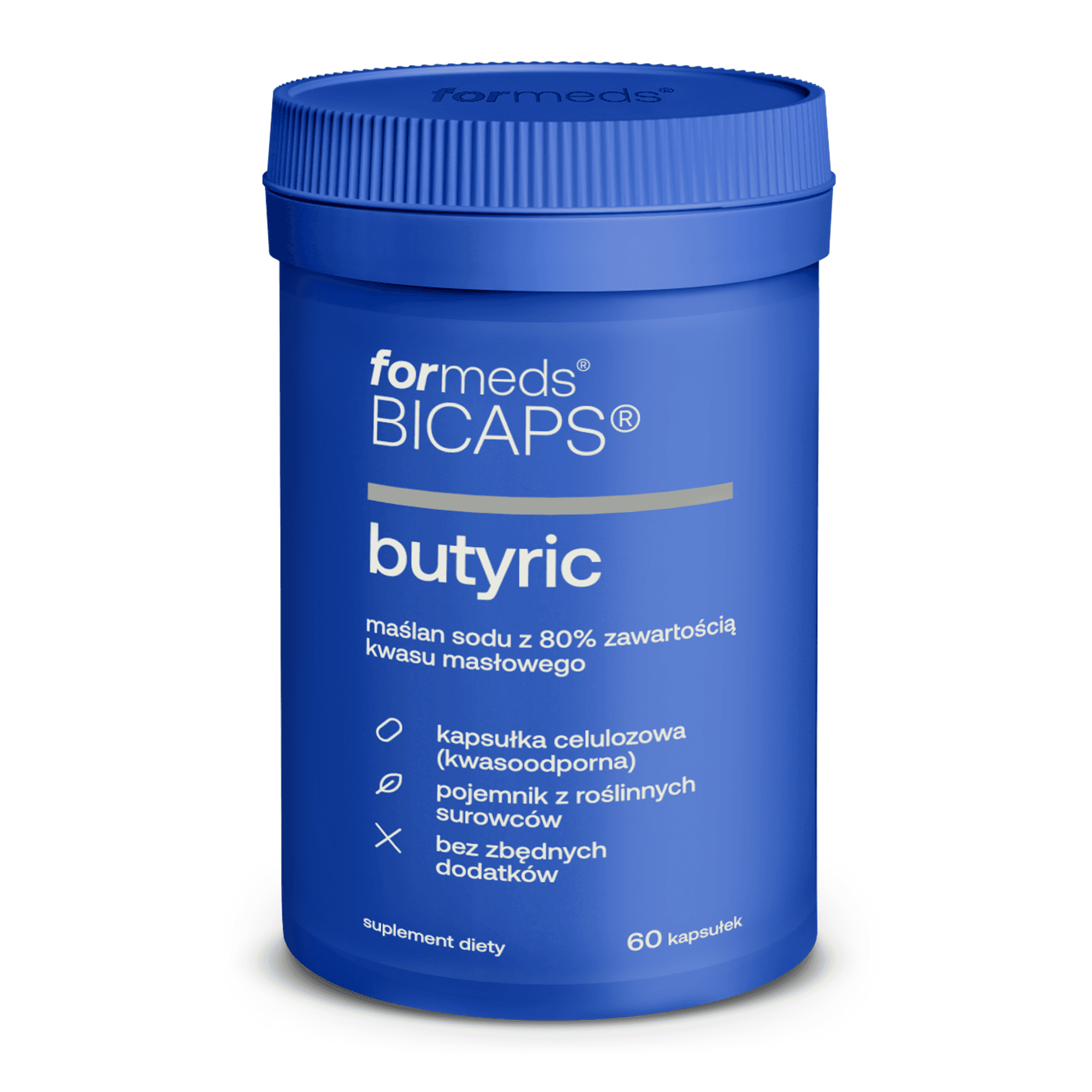 Opakowanie BICAPS Butyric – 60 kapsułek, logo Formeds