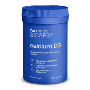 Opakowanie BICAPS Calcium D3 – 60 kapsułek, logo Formeds.