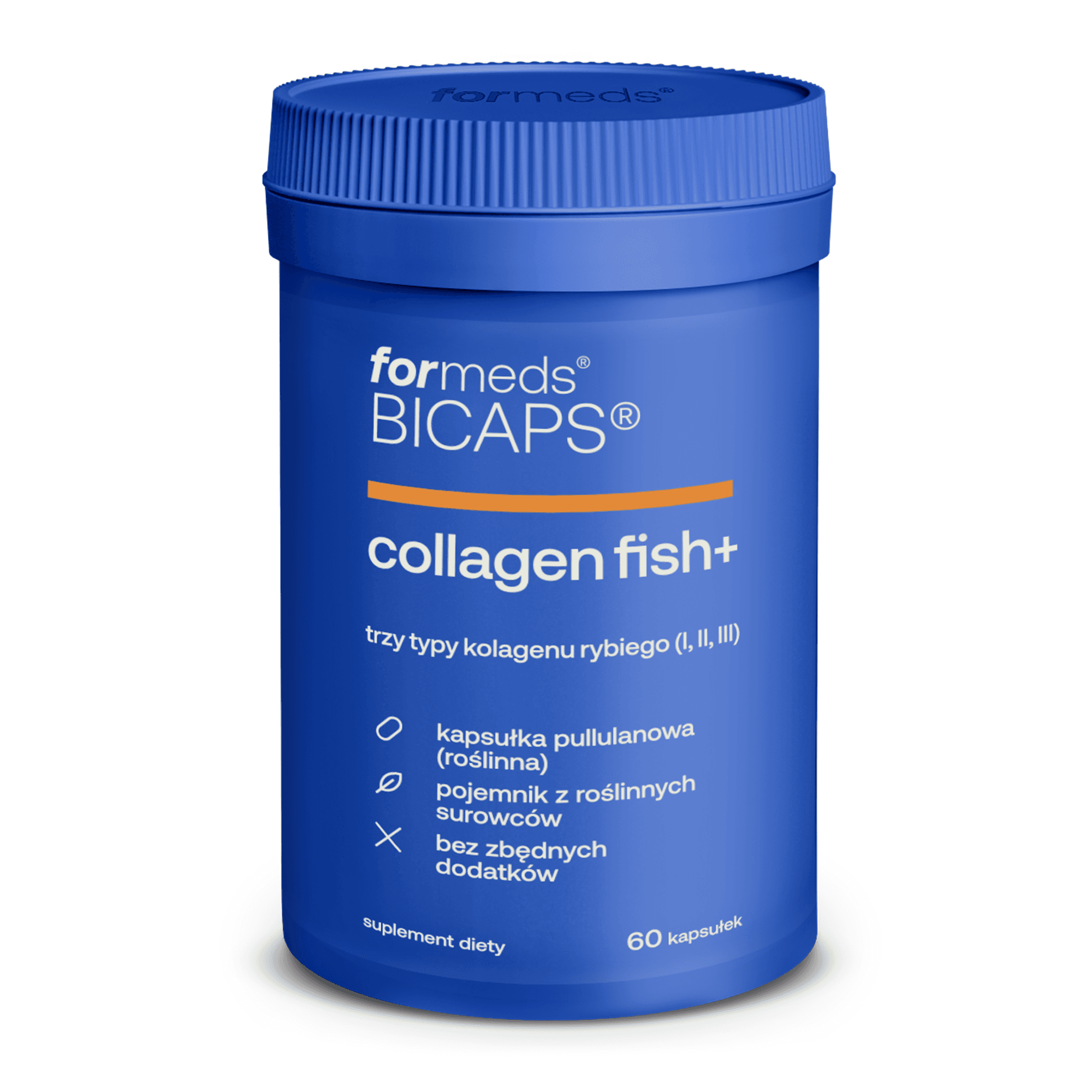 Opakowanie BICAPS Collagen Fish+ – 60 kapsułek, logo Formeds.