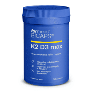 Opakowanie BICAPS K2 D3 MAX – 60 kapsułek, logo Formeds.