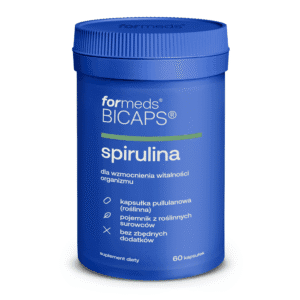 Opakowanie BICAPS Spirulina – 60 kapsułek, logo Formeds.