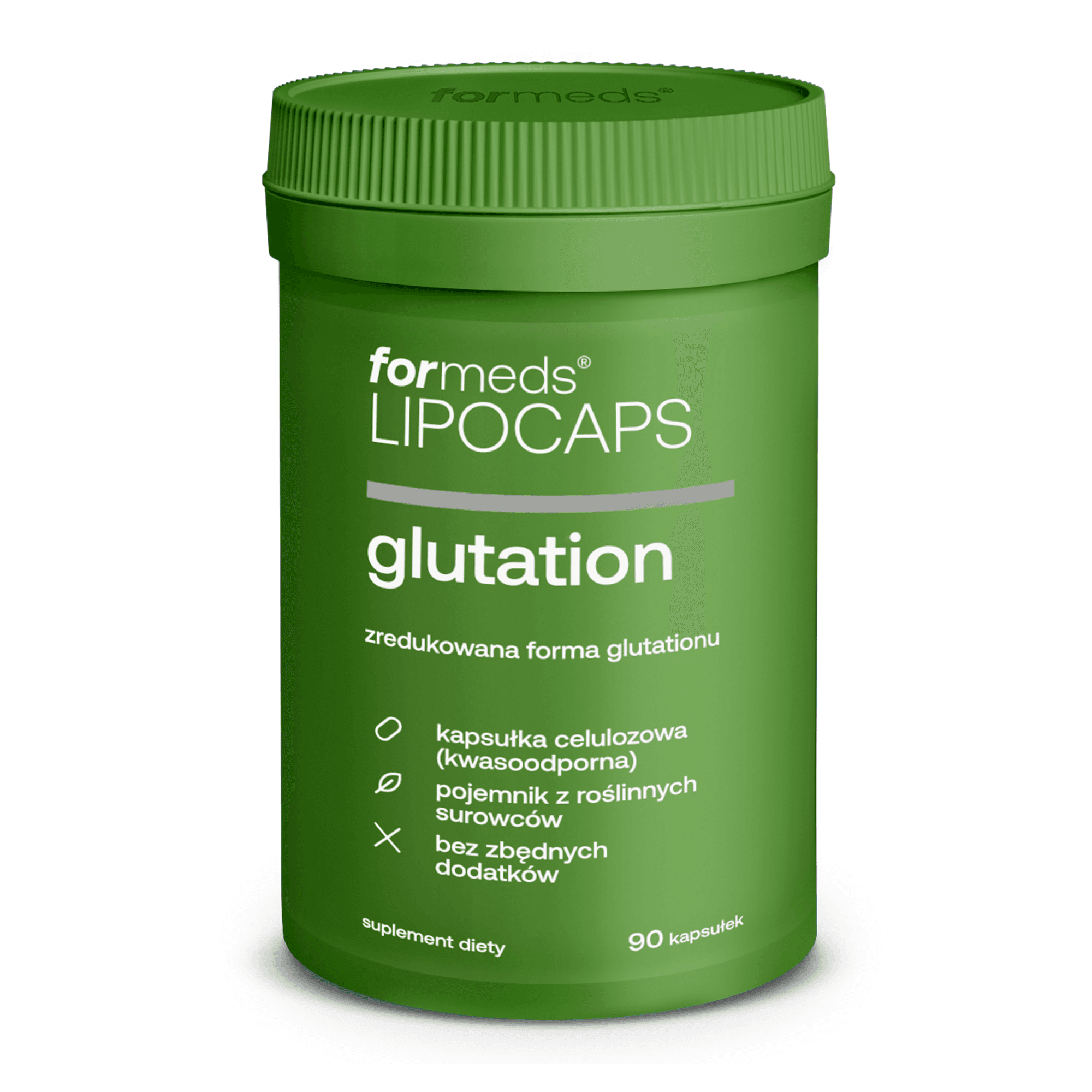 Opakowanie LIPOCAPS Glutation – 90 kapsułek, logo Formeds.