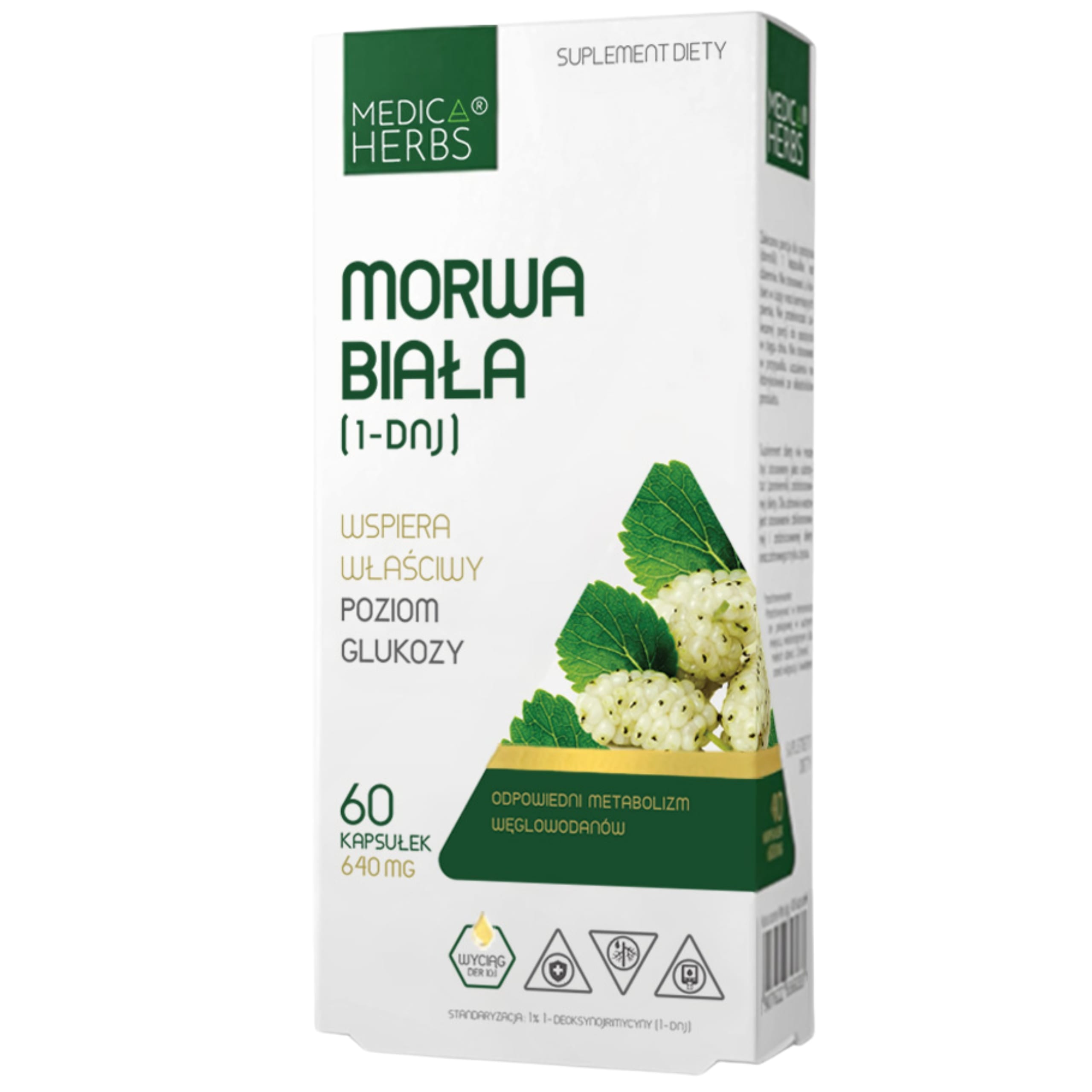 Morwa biała (1-DNJ) Medica Herbs - 60 kapsułek 640 mg