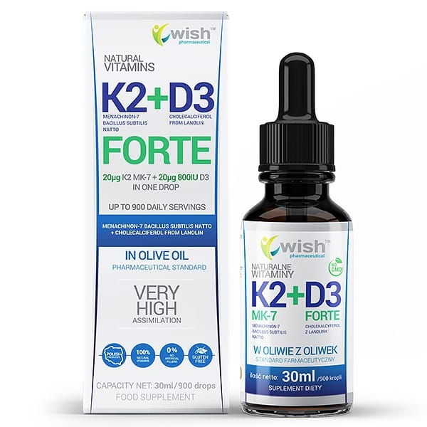 Wish K2 D3 forte - naturalne witaminy w oliwie z oliwek