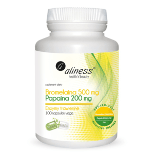 aliness Bromelaina 500mg Papaina 200mg - 100 kapsułek VEGE