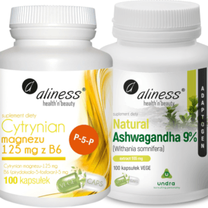 Zestaw na lepszy sen - cytrynian magnezu + ashwagandha aliness 100+100 kapsułek